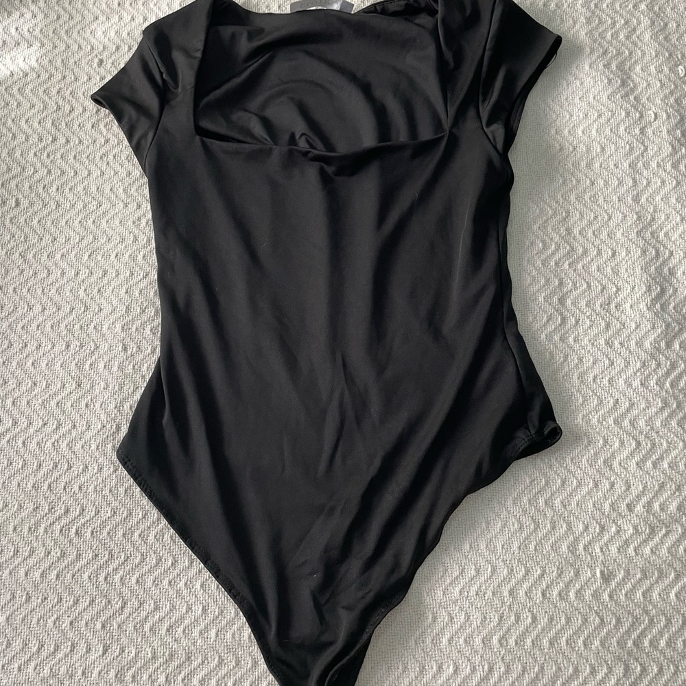 Black Square Neck Bodysuit